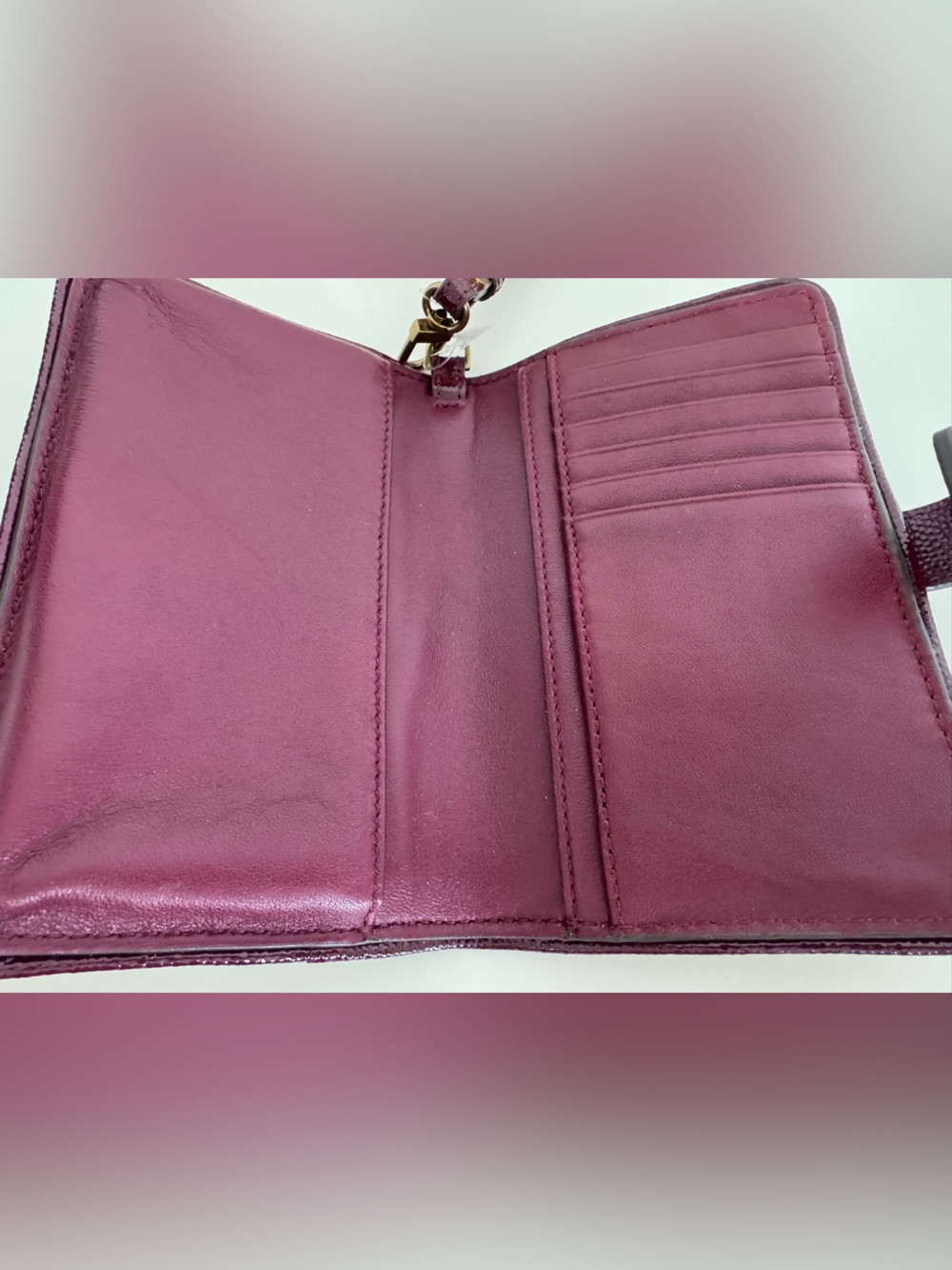 Tory Burch Robinson Patent Saffiano Leather Wristlet Wallet NWOT Burgundy Clutch - Picture 14 of 16